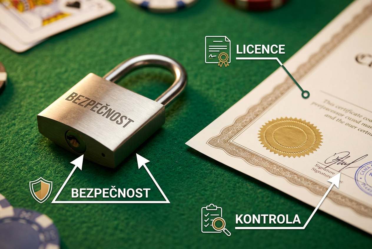 Infografika bezpečnosti s neoznačeným zámkem na zeleném kasinovém plátně
